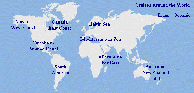Crystal Cruises: Canada & East Coast, Caribbean, Panama Canal & Mexican Riviera, South America, Africa, Asia & Far East, Mediterranean Sea, Baltic Sea & Northern Europe, Australia, New Zealand & Tahiti, Trans Oceanic